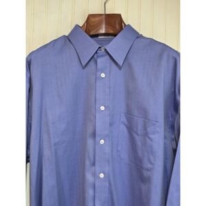 Joseph & Feiss Shirt Mens 17 32/33 Blue Herringbone Non Iron Dress‎ Long Sleeve